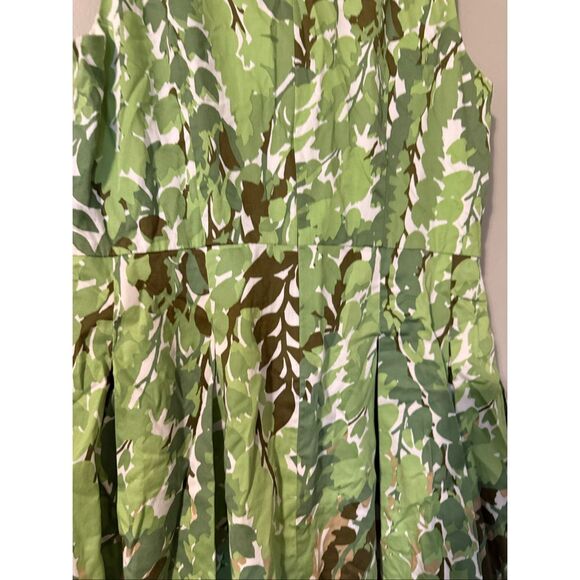 Talbots Size 6 Petite Faux Wrap Sleeveless A-Line Dress Green Ombre Leaf Print - Picture 10 of 12